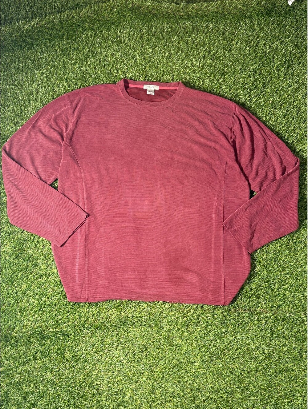 Vtg Zegna Sport Crew Neck Sweater Burgundy Cotton Mens XXL